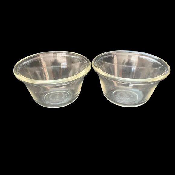 2 Vintage 1920's  Pyrex Custard Cups 414 Borosilicate Glass - Picture 1 of 4